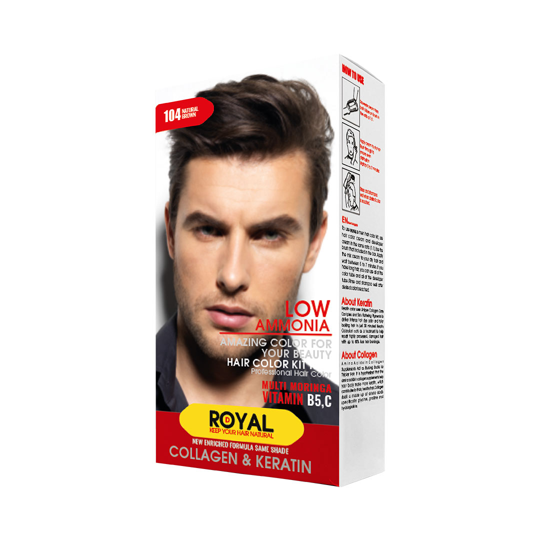 کیت رنگ مو قهوه ای طبیعی مردانه رویال کد 104 | بازاریابی شبکه ای 